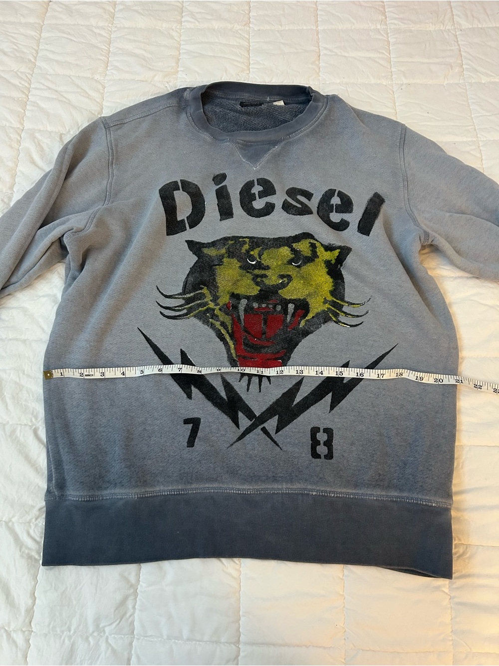 Diesel Light Blue Crewneck Sweatshirt with Panther Graphic